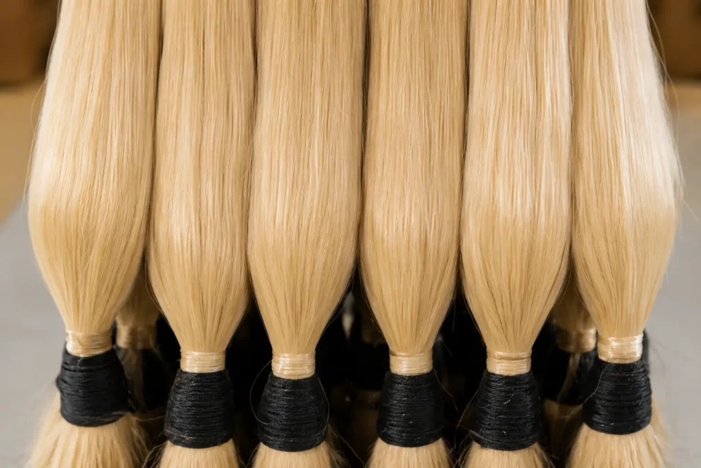 Final human hair bundles ready for export