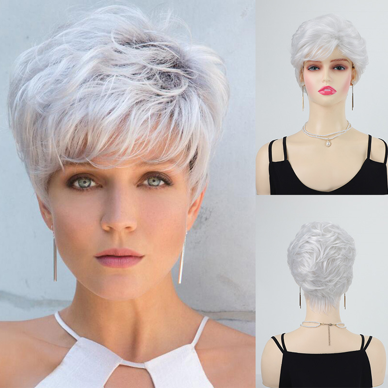 White Textured Pixie Synthetic Wig
