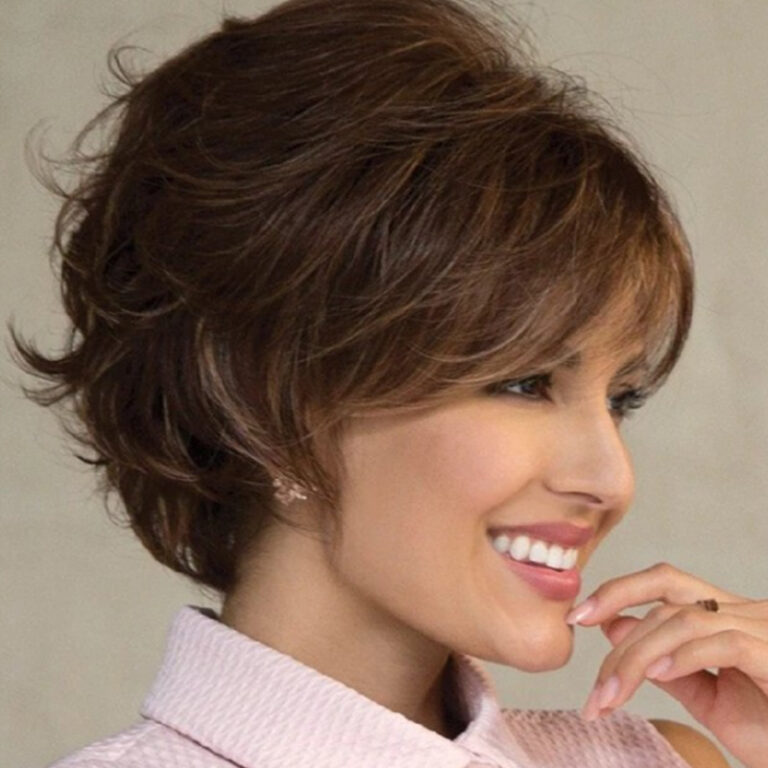 Dark Brown Layered Short-Wave Synthetic Wig