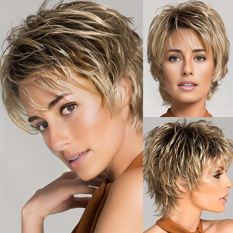 Rooted Blonde Spiky Pixie Synthetic Wig