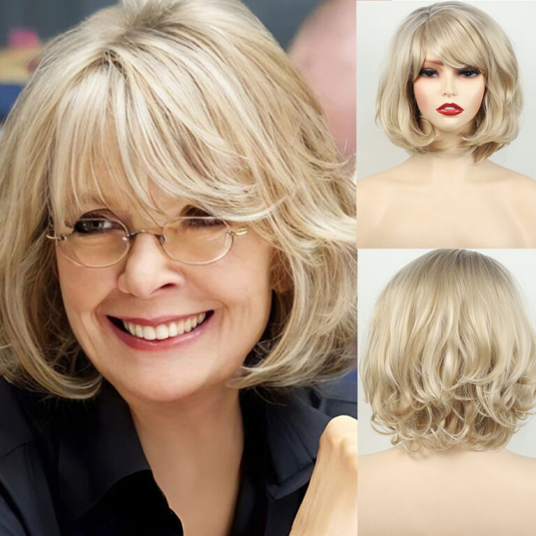 Pale Blonde Curly Bob Synthetic Wig