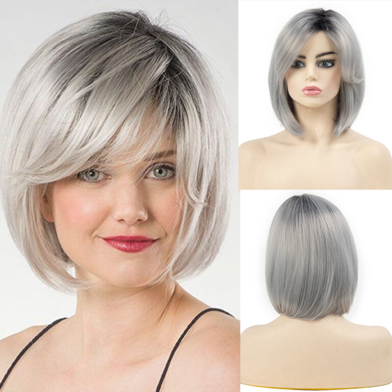 Grey Side-Fringe Bob Synthetic Wig