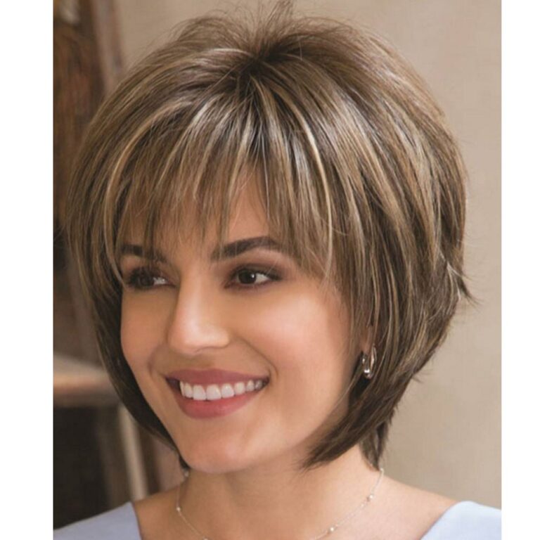 Highlighted Brown Layered Bob Synthetic Wig