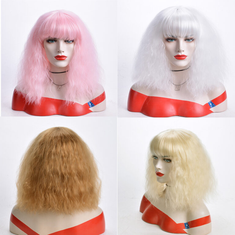 Crimped Synthetic Costume Wig with Bangs