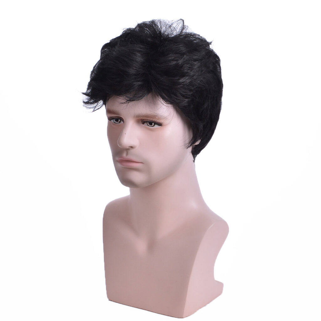 Men’s Black Short-Wave Synthetic Wig