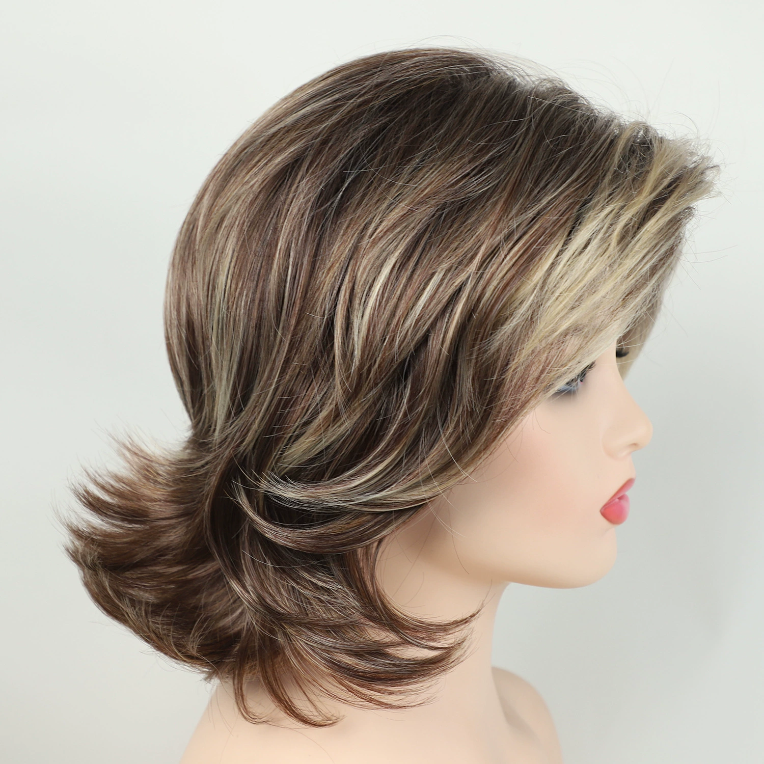 Highlighted Brown Flipped Bob Synthetic Wig - additional supplier reference view 2