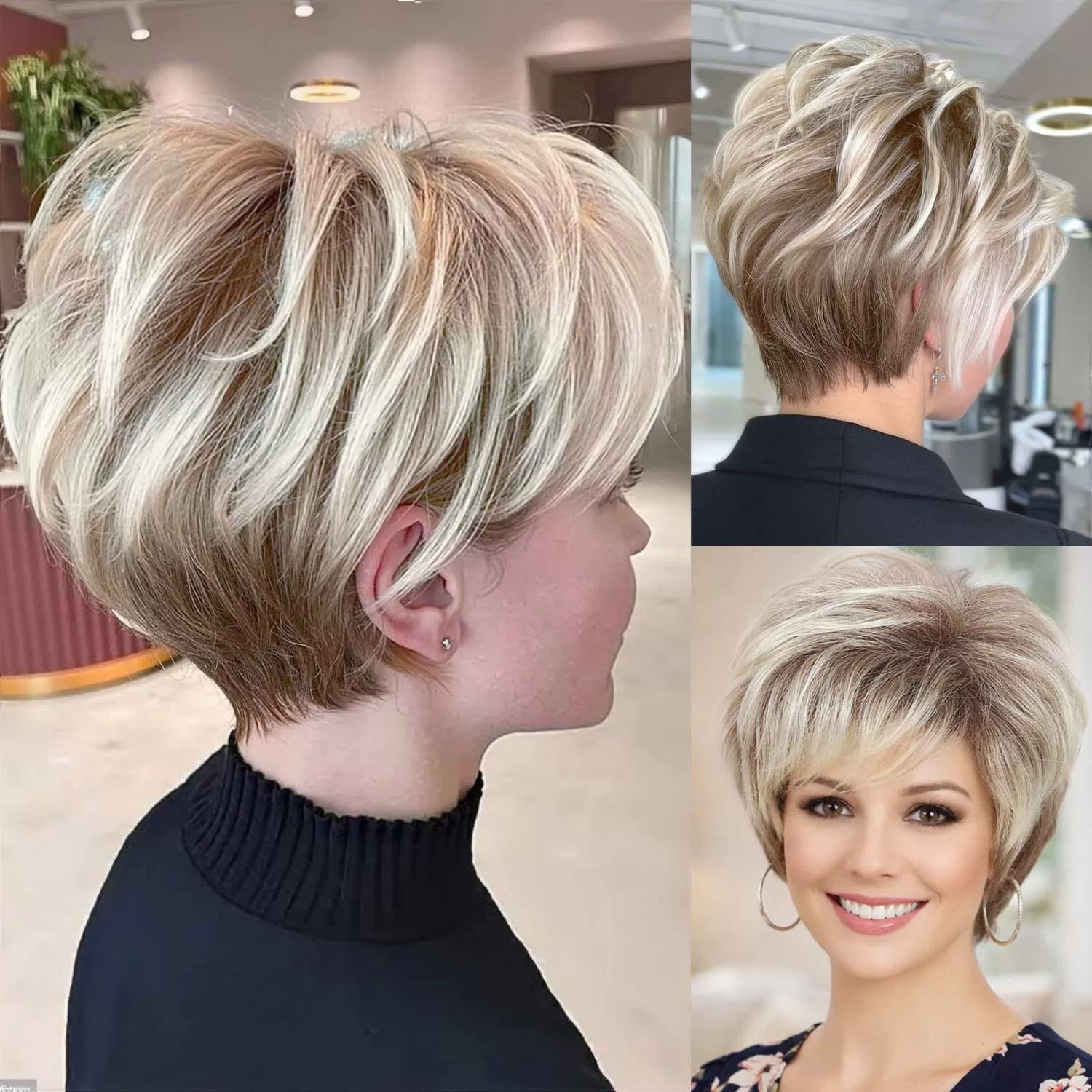 Ash Blonde Textured Short Synthetic Wig - additional supplier reference view 1