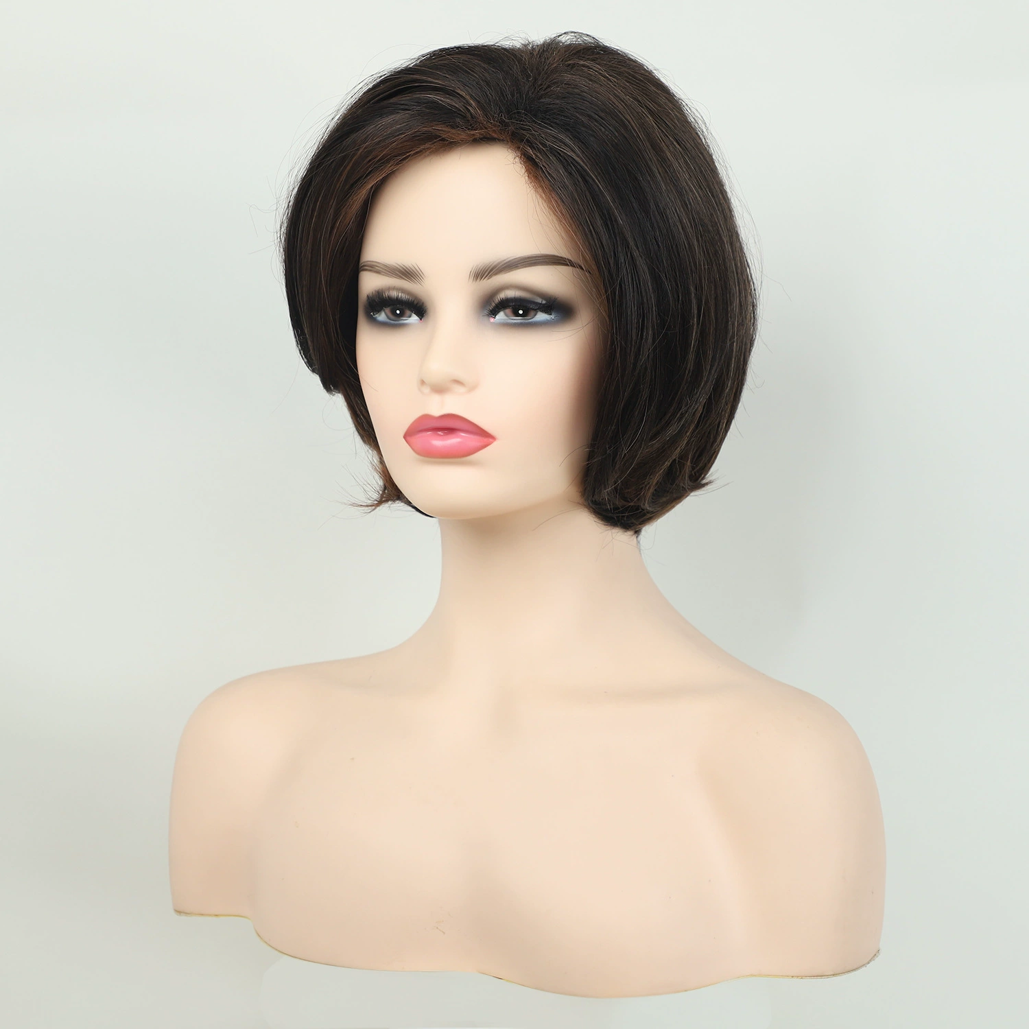 Dark Brown Curved Bob Synthetic Wig - additional supplier reference view 1
