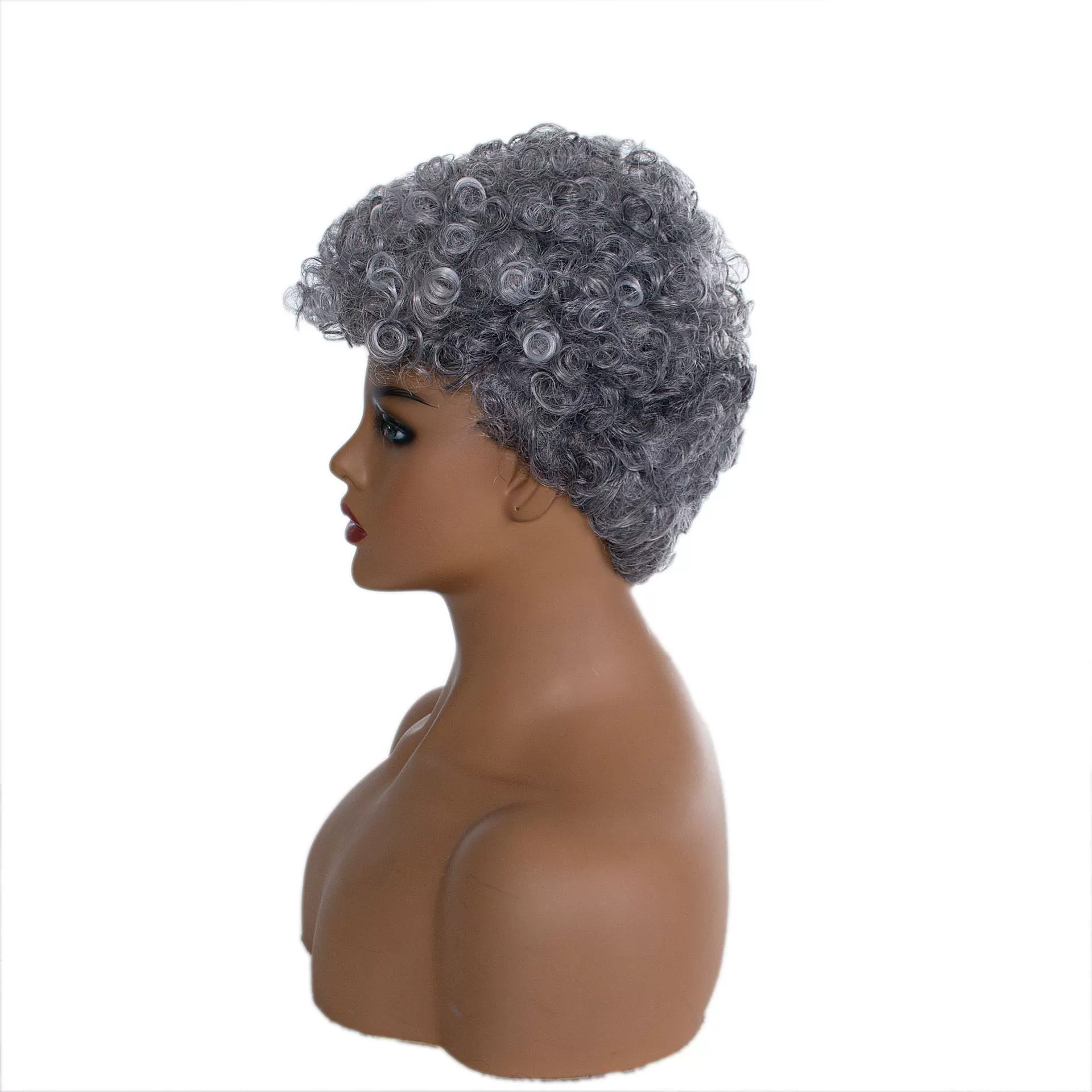 Silver Short Tight-Curl Synthetic Wig - additional supplier reference view 1
