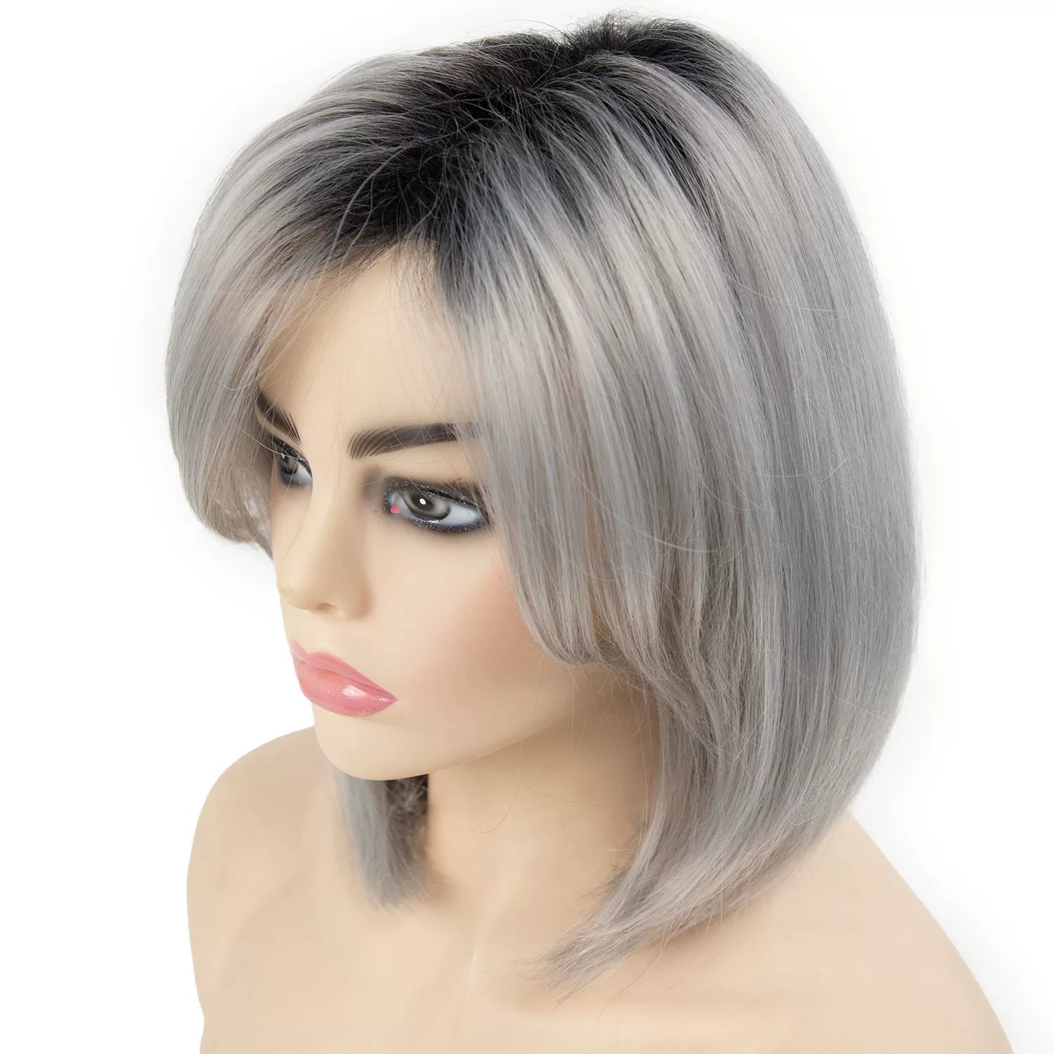 Grey Side-Fringe Bob Synthetic Wig - additional supplier reference view 2