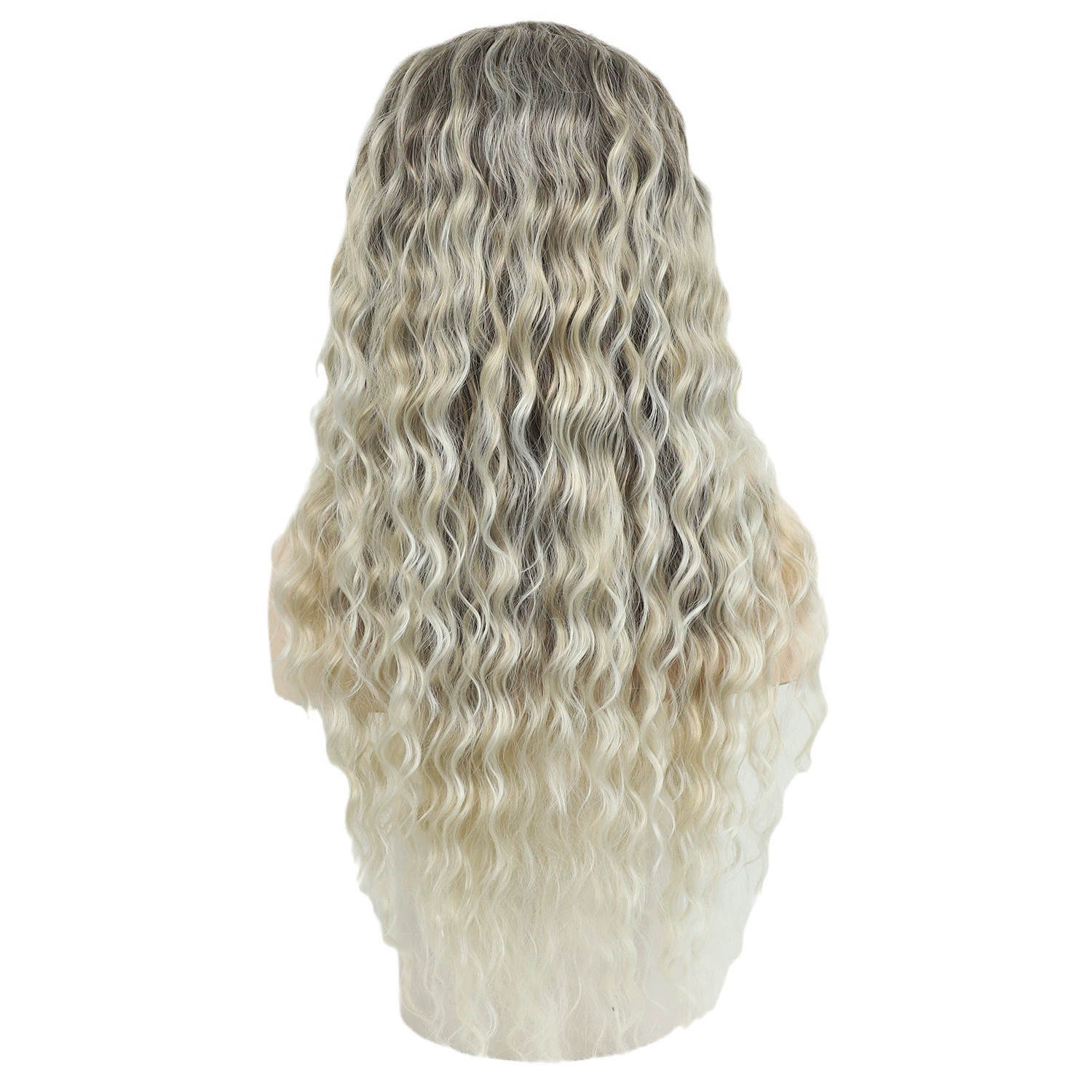 Rooted Grey Blonde Long-Wave Synthetic Wig - additional supplier reference view 2
