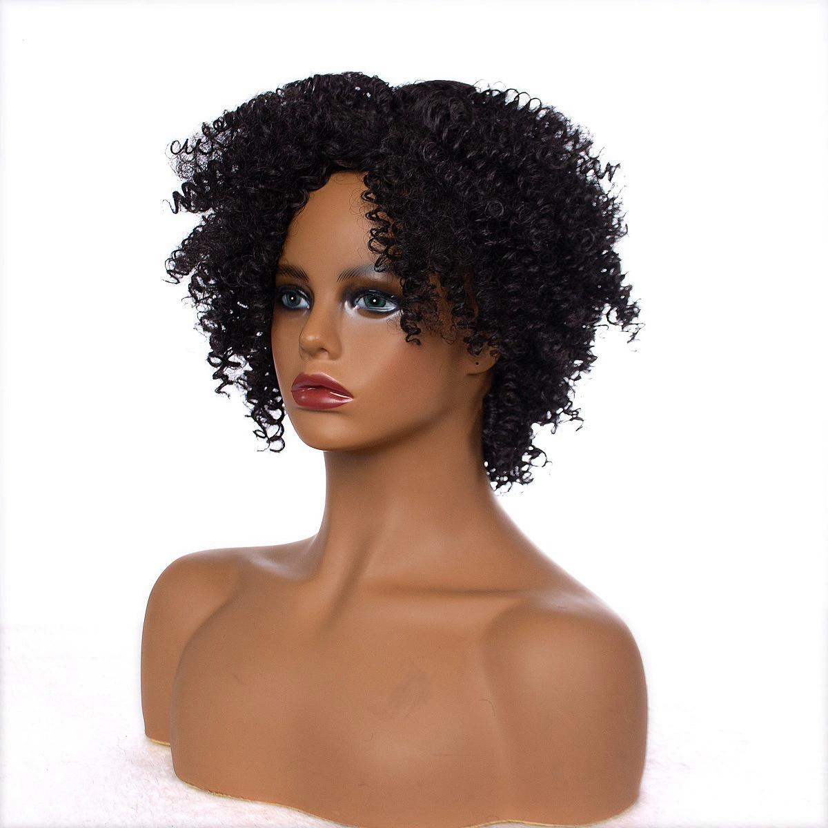 Black Short Side-Part Coil Synthetic Wig - additional supplier reference view 1