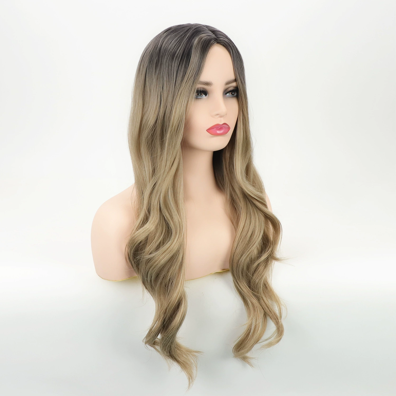 Rooted Ash Blonde Long-Wave Synthetic Wig - additional supplier reference view 1