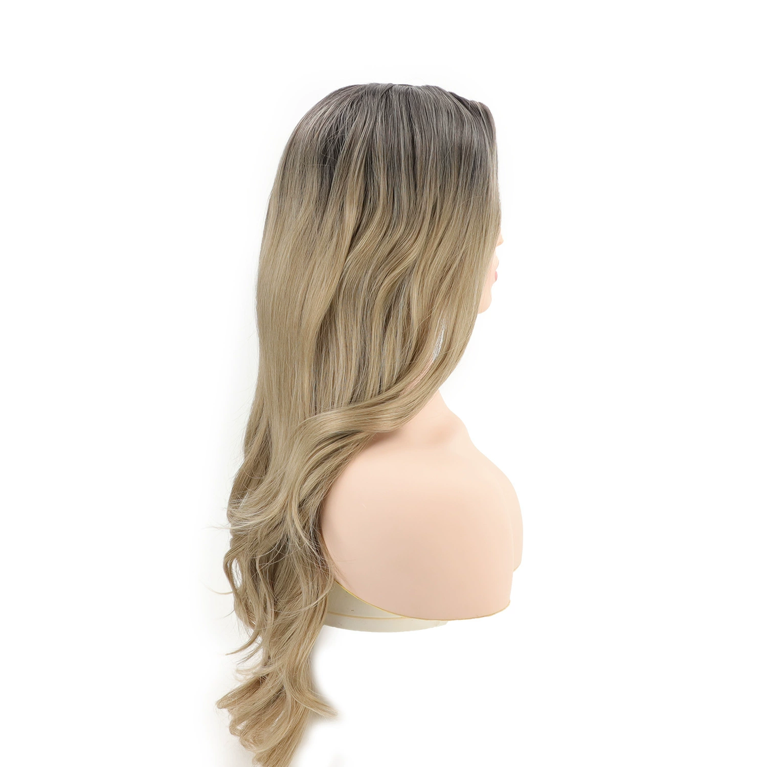 Rooted Ash Blonde Long-Wave Synthetic Wig - additional supplier reference view 2