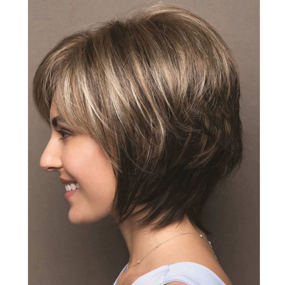 Highlighted Brown Layered Bob Synthetic Wig - additional supplier reference view 1
