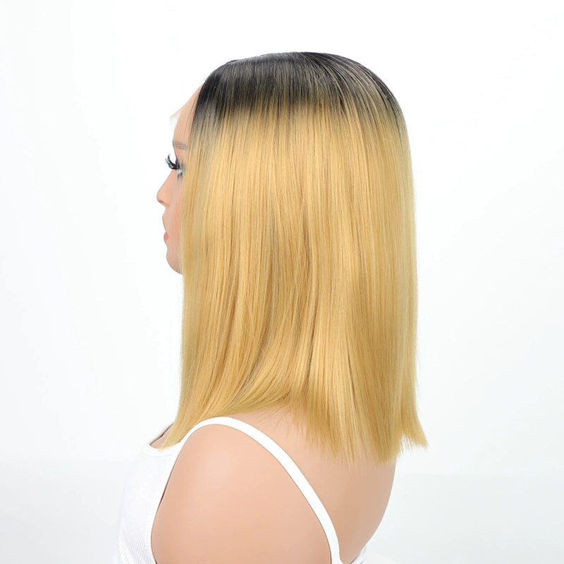 Rooted Golden Blonde Straight Lace-Front Synthetic Wig - additional supplier reference view 2
