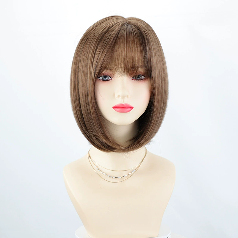Brown Blunt Bob Synthetic Wig with Full Fringe - additional supplier reference view 2