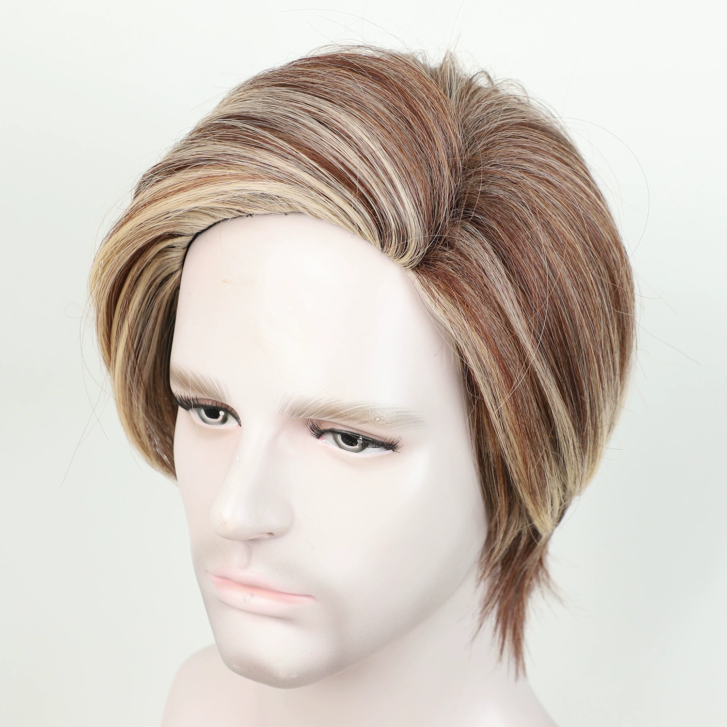 Men's Brown Highlighted Swept Synthetic Wig - additional supplier reference view 2