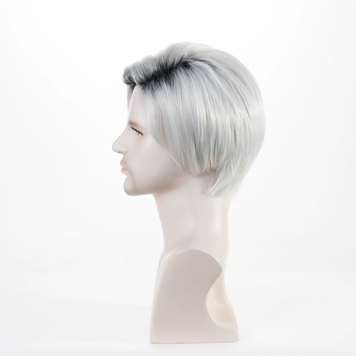 Men's Silver White Side-Swept Synthetic Wig - additional supplier reference view 1